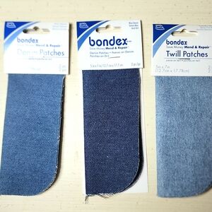 Bondex Clothing Patches Twill Denim  5" x 7" 3 Sets Of 2 Iron On Sewing Mending